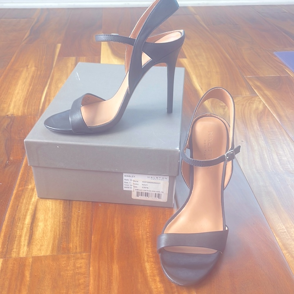 Halston Heritage Navy Sexy Sandals Size 7